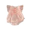 Mameluco de Verano para Bebé Niña a la Moda con Mangas con Volantes y Lazo, Dulce Mono para Bebé con Diseño Triangular para Trepar