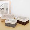 Cesta de Almacenamiento Tejida de Ratán Cesta de Almacenamiento Tejida Organización de Artículos de Escritorio Caja de Almacenamiento para Snacks Cesta para Artículos Varios Marco de Almacenamiento