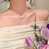 Moda Coreana Nuevo Estilo Collar de Mariposa de Nácar Super Brillante para Clavícula para Mujer, Gargantilla de Temperamento Fresco y Elegante Accesorio de Moda