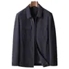 Chaqueta para Hombre 2025 Otoño e Invierno Nuevo Estilo Chaqueta con Solapa y Cremallera para Jóvenes y de Mediana Edad, Abrigo de Trabajo de Lujo Casual de Negocios