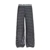 Pantalones Casuales de Pierna Ancha a Cuadros Bloque de Color Retro Americano para Hombres y Mujeres, Versátiles para Todas las Estaciones, Holgados, Adelgazantes, Pierna Recta, Sentido del Diseño, Pantalones Largos