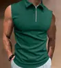 Europeu e Americano Transfronteiriço Mais Vendido Novo Amazon Color-Blocking Nova Camisa Polo com Zíper Camiseta de Manga Curta Masculina Top