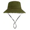 En stock Algodón Puro Lavado Sombrero de Pescador con Volantes Hyun-a Sombrero de Cubo para Mujer para Compras y Viajes Sombrero de Sol Personalizado de Moda