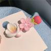 Horquilla de flor de durazno rosa ~ Accesorios para el cabello con clip lateral fresco de corazón de niña dulce, tocado, flequillo, diadema de flores