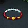 Pulseira de Cinábrio para Mulheres, Pulseira de Círculo Único com Areia de Realgar, Pulseira de Alto Teor de Lótus para o Ano de Nascimento, Ins