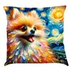 Amazon deseo transfronterizo nuevo creativo pintura al óleo funda de almohada de perro cojín de asiento de coche cojín impreso