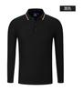 503#210g Algodão Penteado Dupla Malha Gola Arco-Íris Manga Longa Lapela Camisa Polo T Empresa Roupa de Trabalho Roupa de Trabalho em Grupo