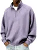 Amazon 2026 Nuevo Transfronterizo Retro Americano Otoño-Invierno Cremallera Cuadros Pequeños Casual Cuello Alto Manga Larga Sudadera para Hombre