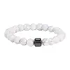 Pulsera elástica de cuentas redondas de piedra volcánica y ojo de tigre natural exclusiva transfronteriza, joyería de pulsera unisex de piedra natural