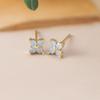 Pendientes de botón con flor azul estilo ins, chapados en cobre, oro auténtico de 18 quilates con incrustaciones de circonita y diamantes, joyería de estilo coreano transfronterizo.