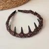 Diadema floral vintage para mujer, diadema ancha de tela Maillard, para realzar la coronilla, peine antideslizante para cubrir el cabello suelto, accesorio para el cabello