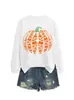 Amazon eBay sitio independiente moda casual elegante mujer libro calabaza cuello redondo manga larga sudadera para exportación
