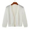 Camisa de seda helada con protector solar, suéter con aire acondicionado, cárdigan de verano para mujer, chaqueta fina de media manga con cuello en V