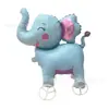Balão de folha de alumínio com rodas para puxar, em formato de animal, brilhante, para feiras noturnas, barracas de rua, brinquedos infantis, atacado, produtos quentes de venda transfronteiriça
