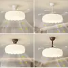 Lámpara de ventilador invisible color crema para dormitorio y comedor, controlada por voz Tmall Genie, atenuación continua, luminarias Zhongshan, lámpara de ventilador de techo