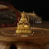 Estatua de Buda Mini Portátil Dorada de Latón 3cm Adorno Sakyamuni Dios Amarillo de la Riqueza Manjusri Guanyin de Cuatro Brazos Exquisita
