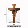 Frasco Sellado de Vidrio con Vidrio de Alto Borosilicato y Tapa de Madera para Almacenar Granos de Café, Té y Cereales, con Cuchara Incluida