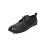 Zapatos de mujer de dos capas de piel de vacuno con punta dividida, nuevos zapatos planos de cordones cómodos para otoño e invierno con corte profundo, talla 40