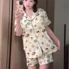 Direto da Fábrica Verão Novidades Manga Curta Algodão Nuvem Desenho Animado Pijama Roupa de Casa Pode Ser Usado Fora Fofo Gola Pequena Conjunto