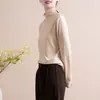 Camisa Artística Estilo Chino para Mujer Otoño 2025 Camiseta Base de Manga Larga Artística Nueva Primavera y Otoño Top