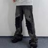 Jeans rotos para hombre otoño e invierno nicho alta calle pantalones largos marca de moda retro americana pantalones rectos sueltos entrega de una pieza