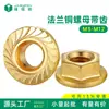 Tuerca Hexagonal con Brida de Cobre H59 M3~M12 Tuerca Antideslizante de Cobre Puro en Stock Tuerca Hexagonal con Brida Dentada