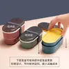 Caixa de Almoço Estilo Japonês para Trabalhador de Escritório Criativa com Compartimentos Duplos Aquecível no Micro-ondas Caixa de Almoço para Aluno do Ensino Fundamental