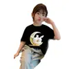 Verano Nuevo Estilo Niños Algodón Puro Manga Corta Niñas Estampado Estilo Coreano Holgado Manga Corta Top para Niños Mayores Camiseta Moderno