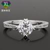 Anillo de moissanita con cuatro garras y perforación lateral, plata S925, chapado en platino, para mujer.