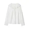 Camisa Casual de Moda Retro Simple de Mezcla de Lino y Seda para Mujer, Estilo Europeo y Americano, Otoño 2025, Cruzada, En Stock