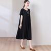 Novo Vestido de Algodão e Seda Colorido e Estiloso para Mães, Vestido de Verão de Corte Amplo para Mulheres de Meia-Idade e Idosas, na Faixa dos 40 Anos, Moderno