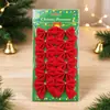Enfeites de Árvore de Natal 5cm Laços de Veludo Vermelho de Natal Pacote com 12 Unidades Dourado, Prata e Vermelho Tecido Laços Pequenos