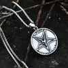 Collar con colgante de acero inoxidable pulido nuevo transfronterizo de Satanás comercio exterior retro cabeza de oveja estrella de cinco puntas colgante de acero de titanio