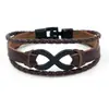 Aliexpress Pulseira Masculina Preta em Oito Infinito Pulseira de Couro Trançado Joias Europeias e Americanas Retrô Multicamadas