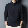 Sudadera de polar con cuello alto para otoño e invierno, sudadera base de moda para hombre con cuello semi alto, top de polar con media cremallera para mediana edad y jóvenes