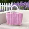 Cesta de verduras tejida de plástico, cesta de mano, cesta de regalo, cesta de baño tejida de imitación de ratán para mujer, cesta de picnic de primavera