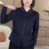 Dropshipping 2026 Início da Primavera Nova Popular Moda Casual Slim-Fit Versátil Cor Sólida Simples Camisa Cardigã