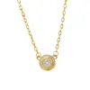 Collar de una sola gema V Gold Versión Alta para Mujer Chapado en Oro V Oro de 18 Quilates Cadena de Clavícula Pequeña Redonda de Pastel de Diamante Plato Volador Dropshipping
