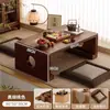 Mesa pequena de janela, mesa kang de madeira maciça, mesa de chá tatami, conjunto de três peças de mesa de centro, escrivaninha baixa para peitoril de janela, mesa kang de chão para quarto