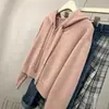 Abrigo-suéter de punto de lana pura, holgado estilo coreano, con doble cremallera, para mujer, engrosado para otoño e invierno, cárdigan corto y favorecedor