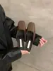 Mules Elegantes Fechadas de Salto Alto para Mulheres, Novo Estilo Primavera/Verão 2025, Salto Bloco, Sapatos Rasos Confortáveis de Calçar