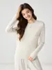 Nuevo suéter de cachemira 100% pura para mujer, cuello redondo, manga larga, tejido, holgado, simple, versátil, top cálido