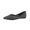 Sapatilhas estilo francês para mulheres, novidade outono 2026, sapatilhas versáteis de bico fino, sapatos de casamento da moda com strass, sapatos femininos plus size