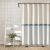 Cortina de Ducha de Baño Simple de Algodón Puro Popular de Amazon con Borlas y Rayas Impresas, Impermeable y Engrosada, Cortina para Inodoro