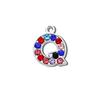 Acessórios para joias DIY pingente de superfície de diamante de 15 mm cor pingente de 26 letras em inglês pingente de pulseira pingente de roupa pingente