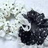 Anel de Cabelo de Renda Floral Preto e Branco Estilo Coreano Novo Estilo Simples Penteado Acessório de Cabeça Feminino Clássico Alta Elasticidade Nicho Corda para Rabo de Cavalo