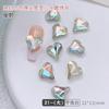 Arte de Uñas Cristal Corazón de Durazno Torcido Diamante Fondo Puntiagudo Joyería Grande y Pequeña Celebridad de Internet Caliente Corazón Super Flash Uñas Diamante Corazón Torcido Venta al por Mayor