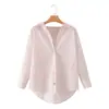 Moda Feminina Nova Primavera 2026 AliExpress Transfronteiriço Camisa Listrada Solta de Manga Longa com Gola Reversível 1219794