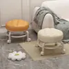 Taburete pequeño para el hogar con ruedas giratorias, taburete redondo bajo, costura de belleza y banco para pedicura, silla de sala de estar, taburete de aprendizaje para niños