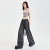 8885 Pantalones de Cuadros con Puntadas de Encaje para Mujer, Novedad Primavera y Verano, Cintura Alta, Informal, Cordón, Pierna Ancha